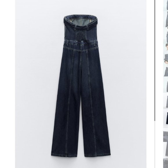 NWT ZARA STRAPLESS TRF DENIM DRESS - Picture 7 of 10